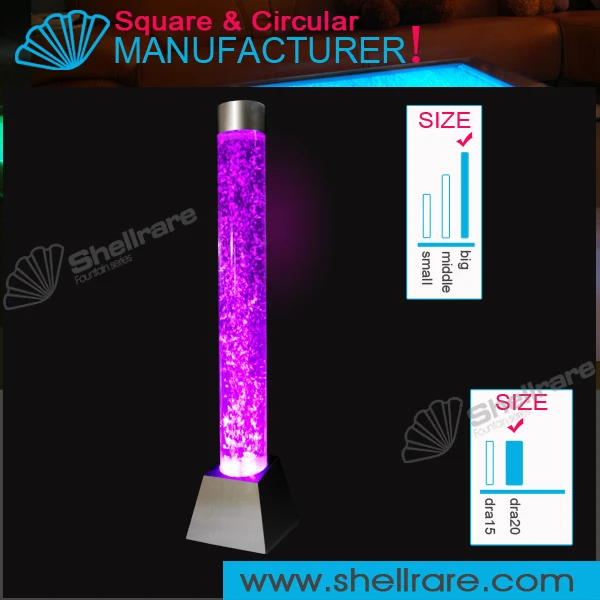 Floor standing water bubble column wall LED color changing aquarium room divider