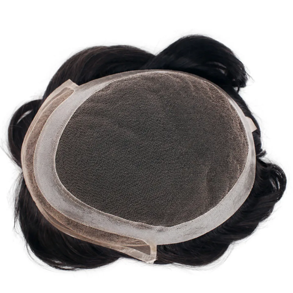 Human Hair Man Replacement Swiss Lace Wig Price Cheap Men Gray Afro Black Mono Base Toupee