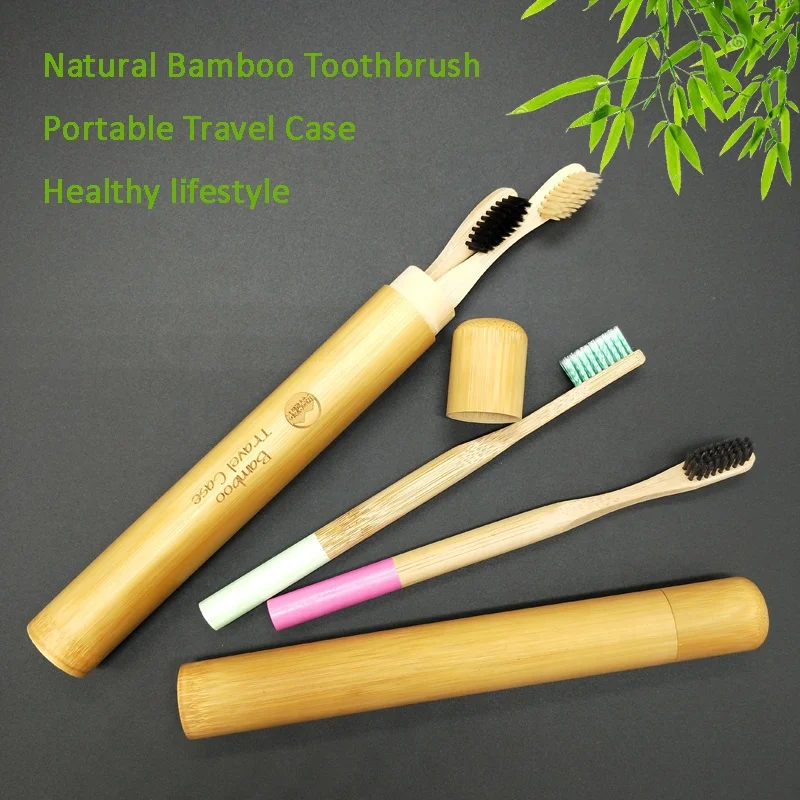 Yangzhou private bamboo travel case portable toothbrush holder box custom logo natural wood wholesale manufacture kids adult