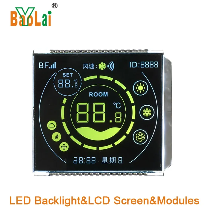 Monochrome LCD Manufacturer TN HTN FSTN VA screen custom size 7 segment Display for Temperature Energy meter