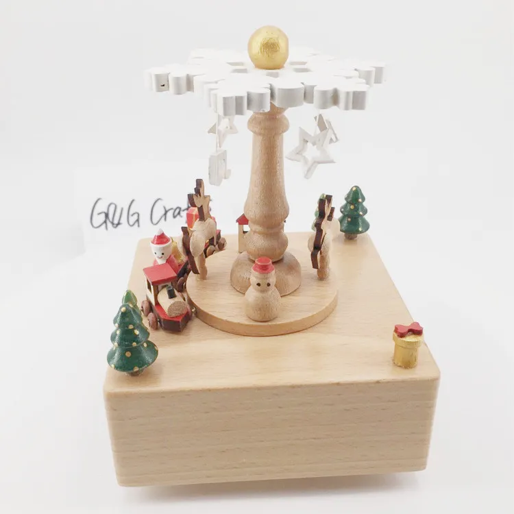 Hot Sale  Solid Wood Stock Carousel Horse Music Box