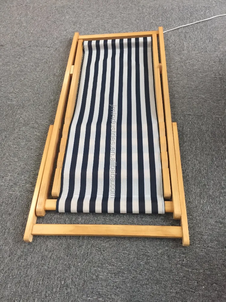 Stripe Wooden Foldable Beach Sling Chair