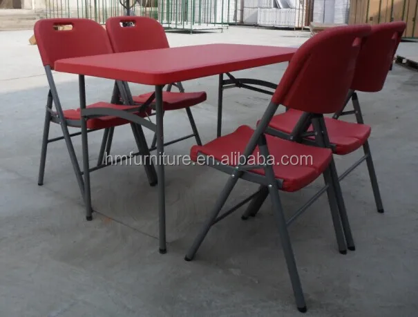 4FT Solid Red color rectangular folding table