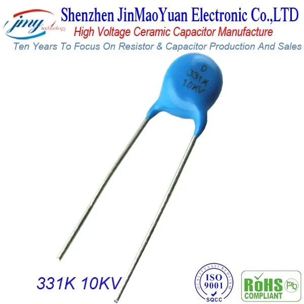 Цена от производителя синий многослойные керамические шапки / керамический конденсатор 10kv 330pf