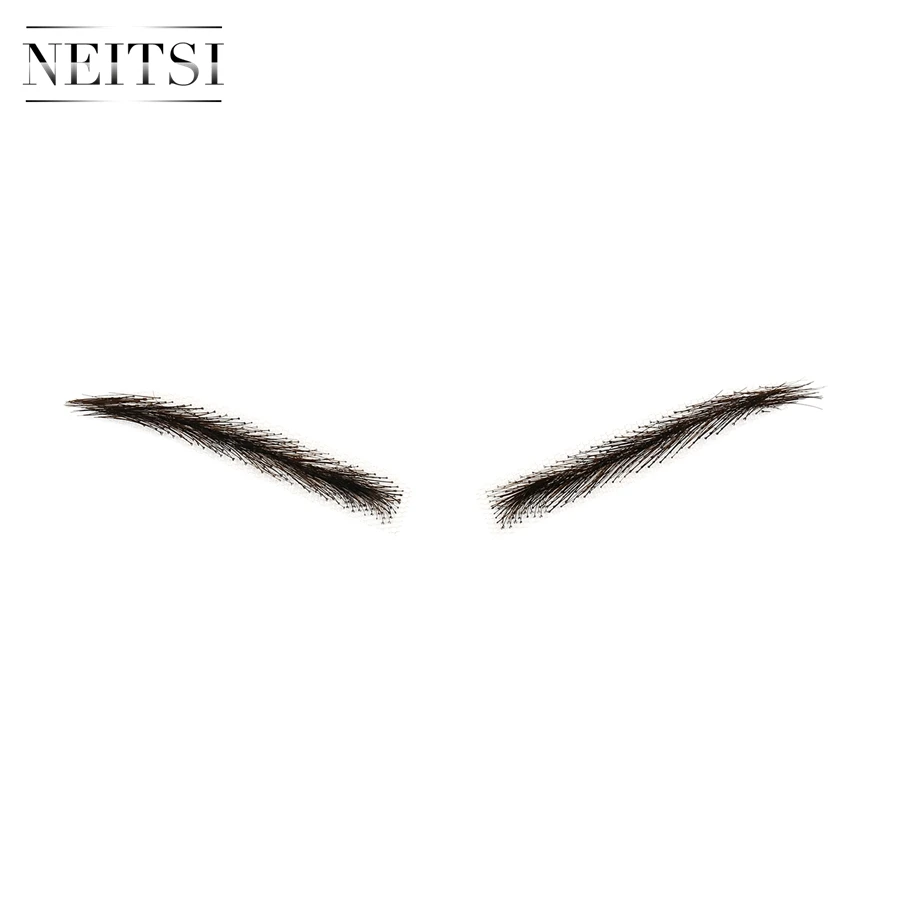 
Free Sample Neitsi One Pair Women Girls False Eyebrows 100% Handknoted Human Hair Natural Eyebrows W703#3 