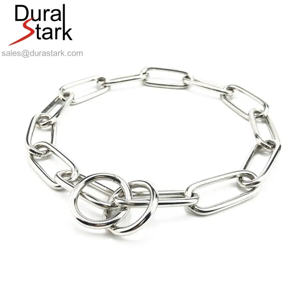 Stainless Steel or Chrome Plated Long Link Choke Chain Dog Fur Saving Collar