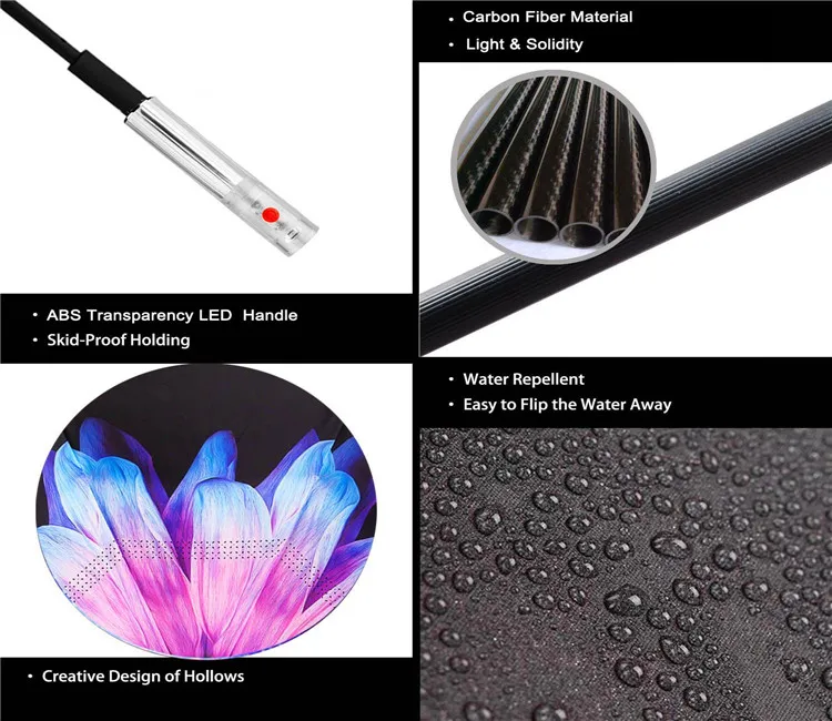 unique fold Led umbrella OEM/ODM big flower Led umbrella kids