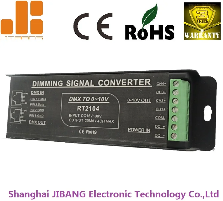 Shanghai JIBANG DC15-30V Input 4CH DMX to 0-10V Converter RT2104