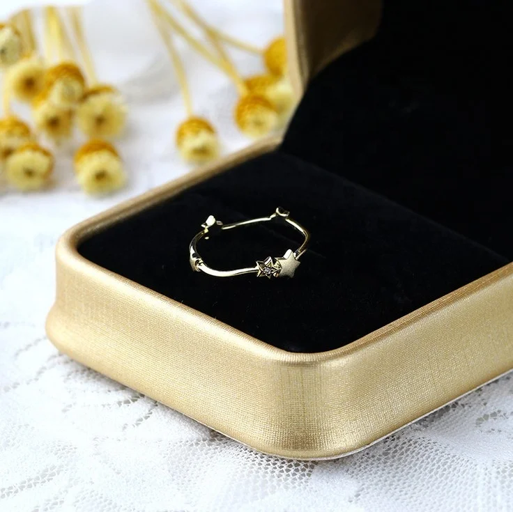 
Hot Matt Star Solid 14K gold Ring With Clear Diamond Women Jewelry Available Size 5/6/7/8/9 Fast Shipping 