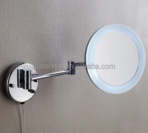HSY1010  Wall Led Light Makeup Beauty Acrylic Bathroom Round Magnifying Cosmetics Bath Mirror