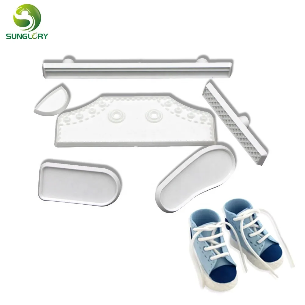 DIY 6 шт./компл. пластик в натуральную величину для детского детские высокие носки кроссовок Fondant (сахарная) Украшение оригинальные формочки печенья виде пресс-форм Bebe обуви оборудование выпечки тортов