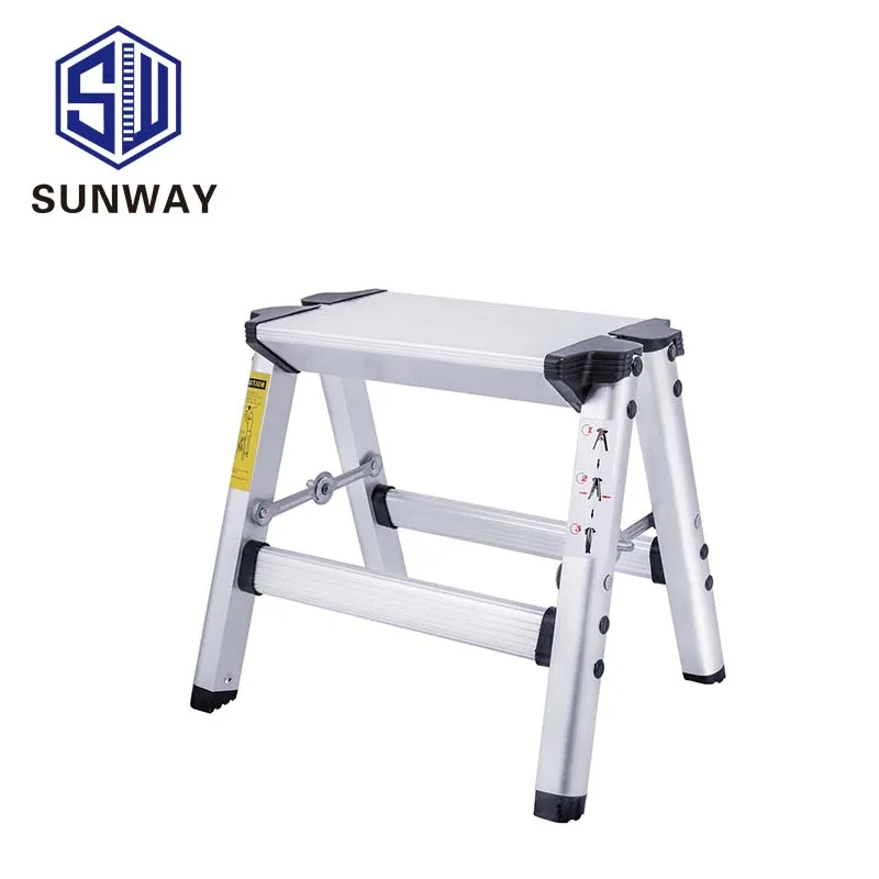 Two-step Folding Portable Aluminum Ladder Fishing Stool For Household Use