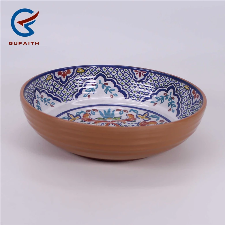 Пластиковая меламиновая ГЛУБОКАЯ ТАРЕЛКА разных размеров с винтажным рисунком, 12 дюймов, Турция