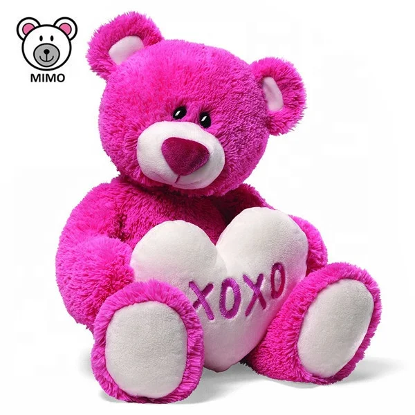 Couple Wedding Gift Plush Pink And Blue Teddy Bear Toy With Heart OEM Custom LOGO Stuffed Animal Soft Plush Teddy Bear Valentine