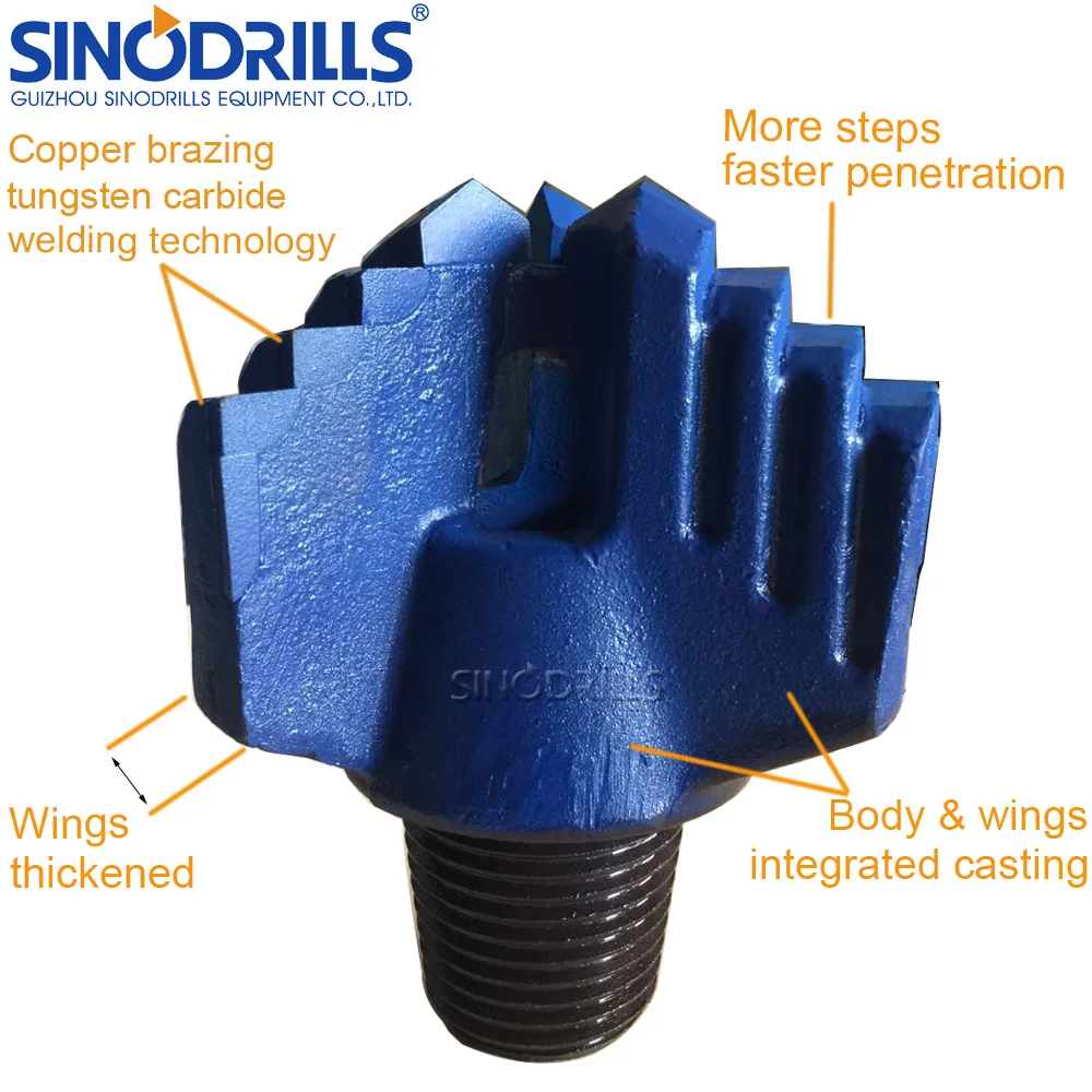 trialetas 9 7/8' inch ( 251mm ) 3 Wings Step Type Blade Bit with 3 1/2' API Reg Pin Thread