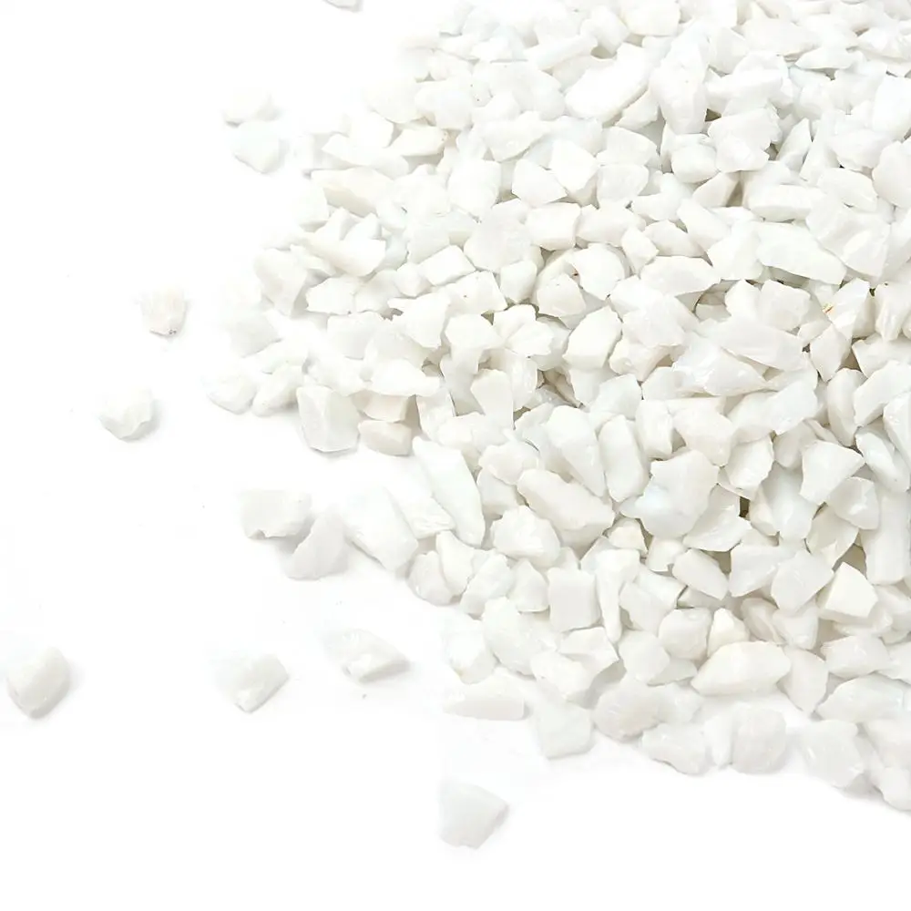 Decorative Porcelain Snow White Glass Stones Gravel for Fire Pit Fireplace Patio Resin Art Decor