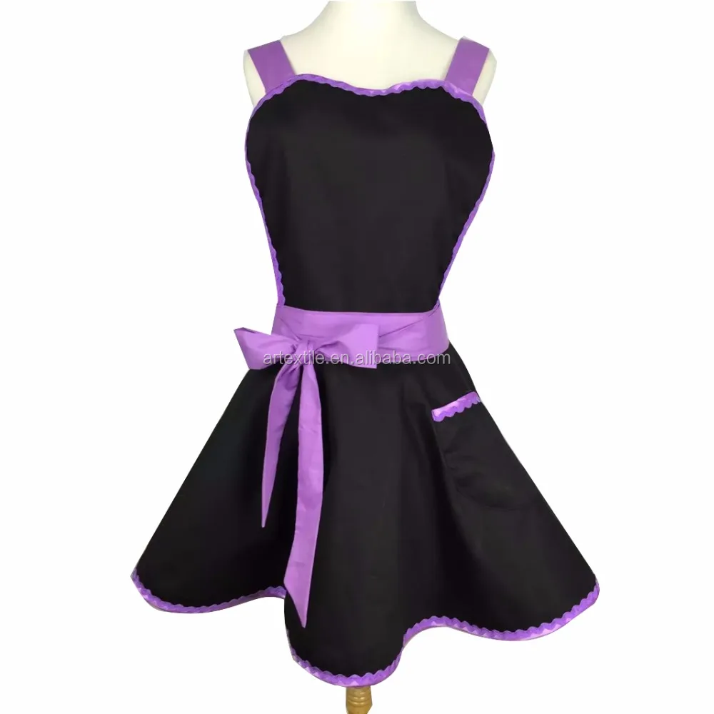 High quality polyester cotton blend fashion women competitive fancy cross back dress aprons