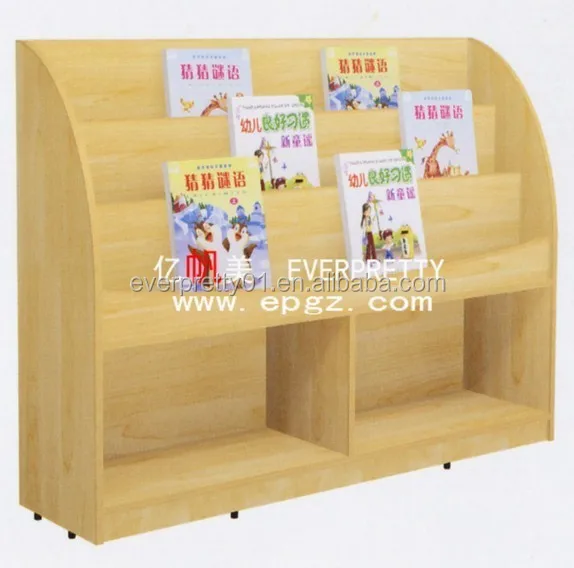 School Furniture Wooden Library Bookshelf Classroom Book Rack for Student