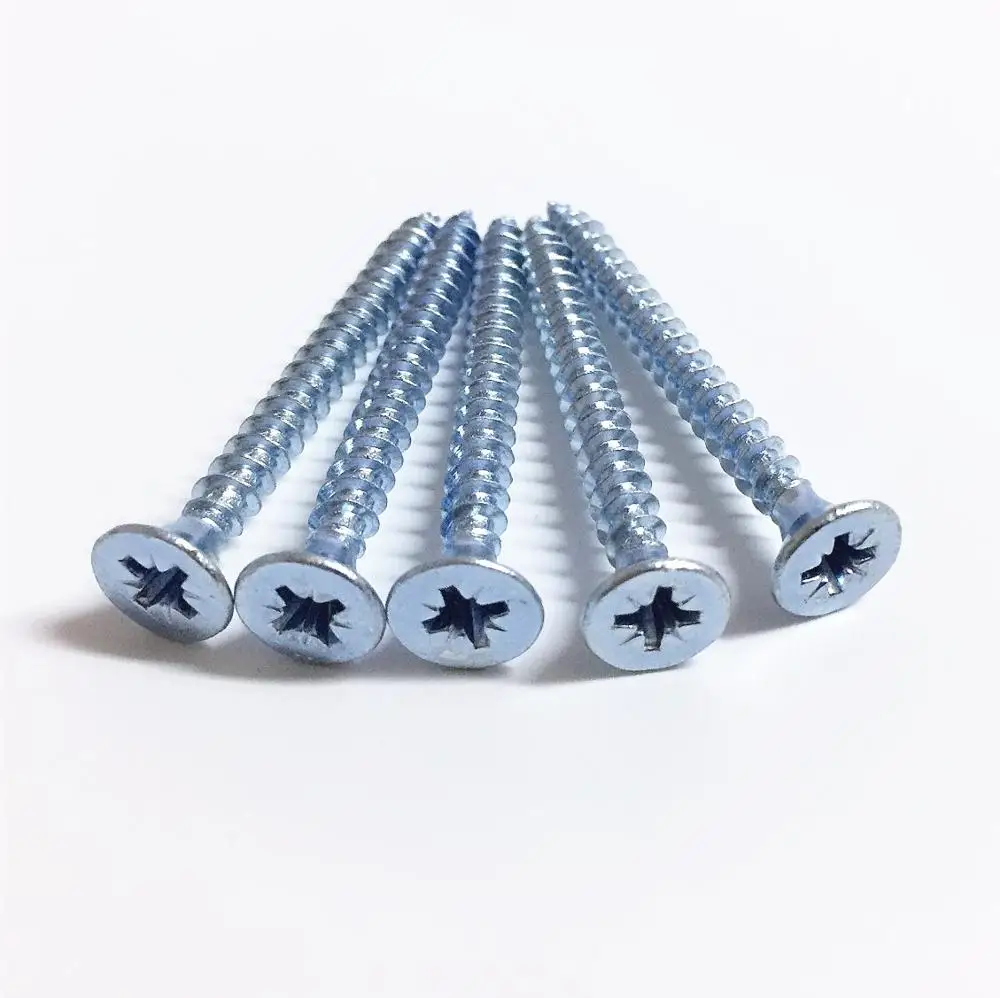 DIN Zinc Plated CSK Pozi Cross Flat Head Chipboard Screws
