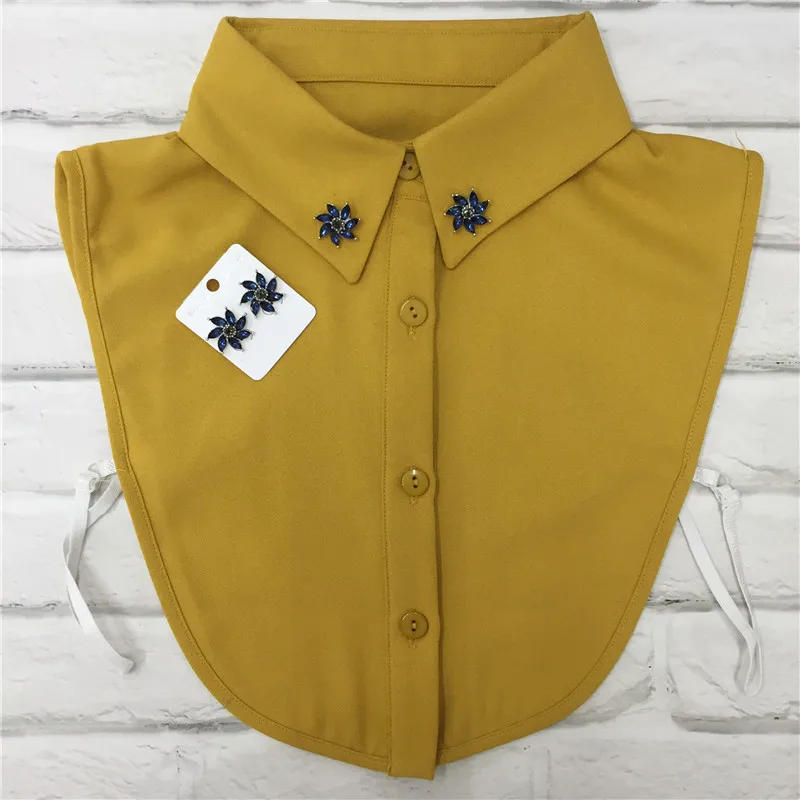 Casual Detachable Collars False Collar Lapel Blouse Top Women Clothes Accessories Shirt Fake Collar and earring