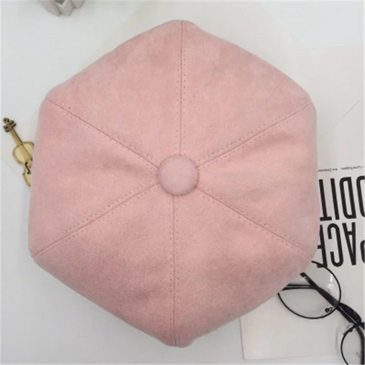 
2019 Winter New Italian Fashion Cheap Man And Women Woollen Embroidery Beret Octagonal Hats 