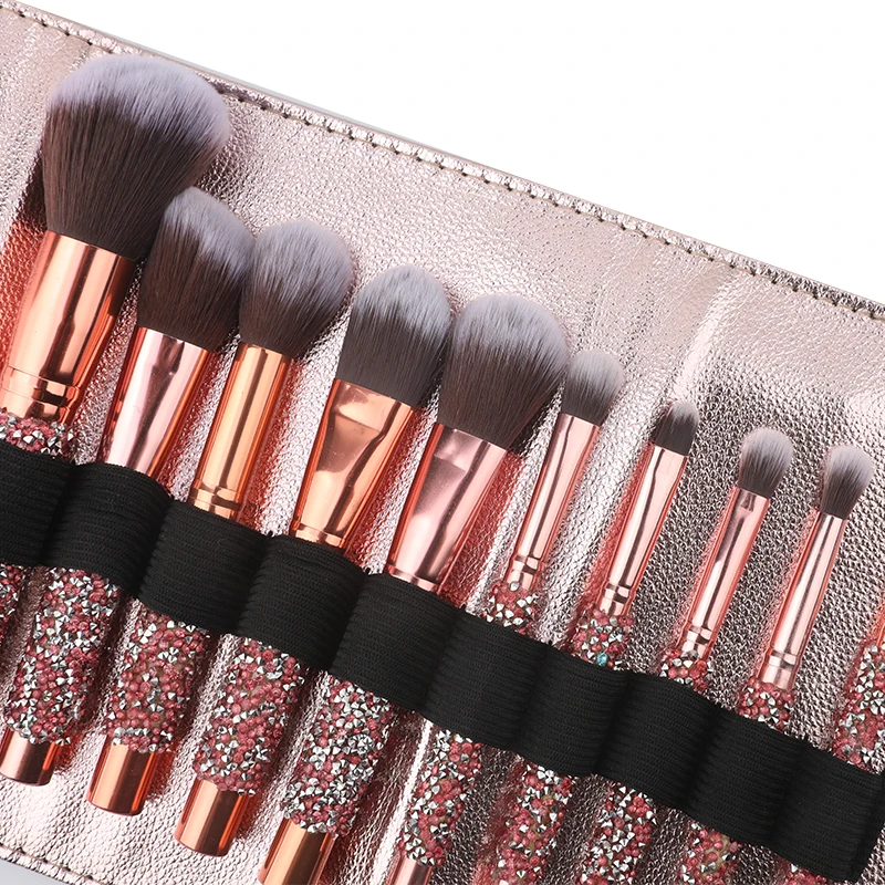 10 Pcs Synthetic Foundation Powder Concealer Eye Shadow Pink Makeup Brush Sets