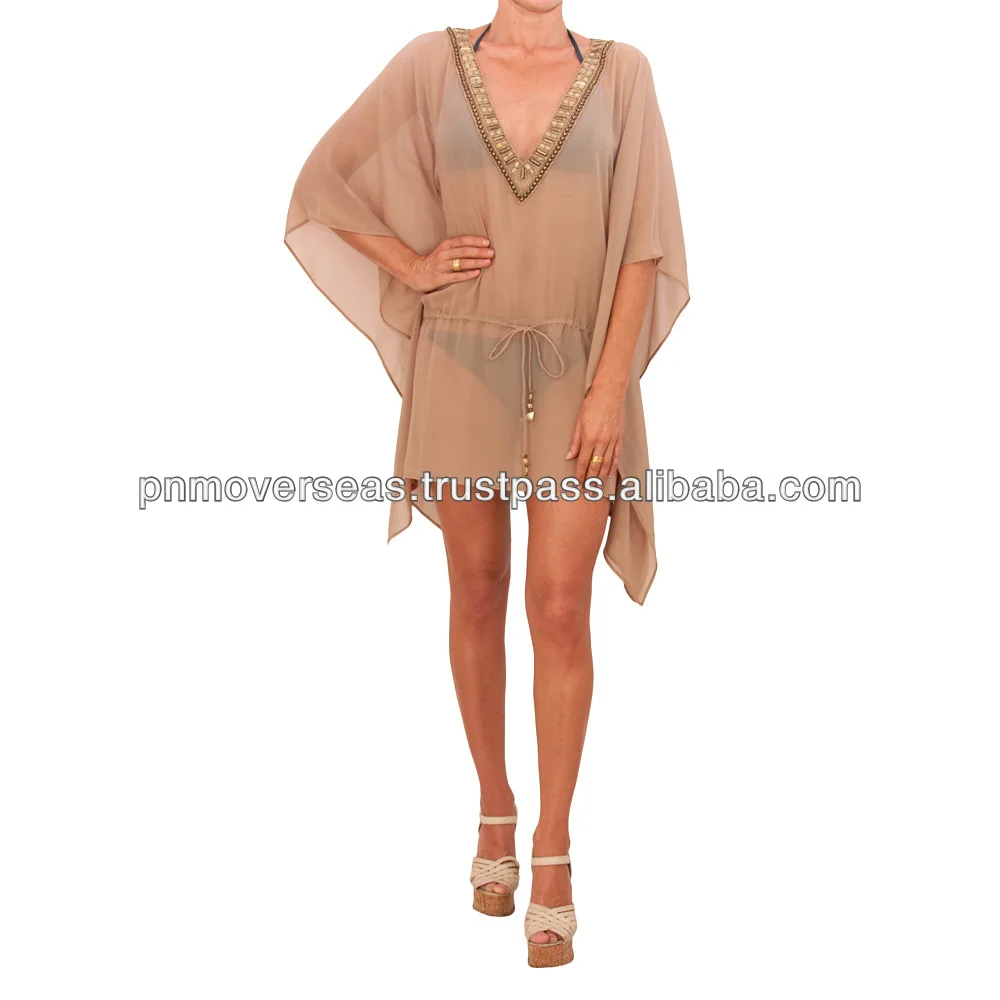 Ladies Kaftan Caftan With Embroidery Embellishment Elegant Latest Fashion Beach Wear Cover up