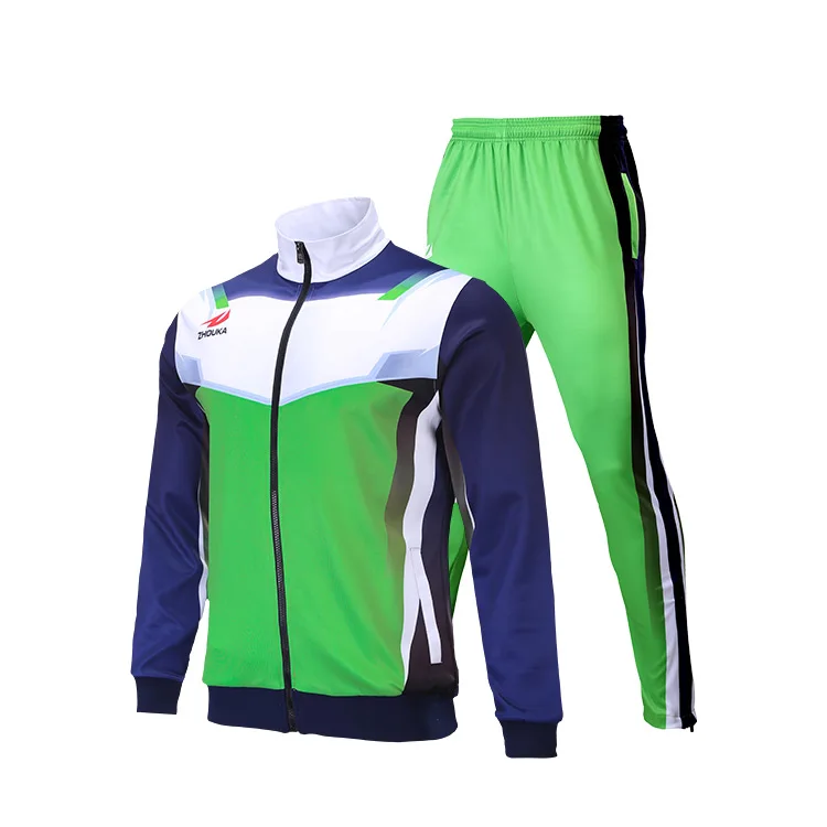 New green custom sublimation printing soccer school uniform tracksuits
