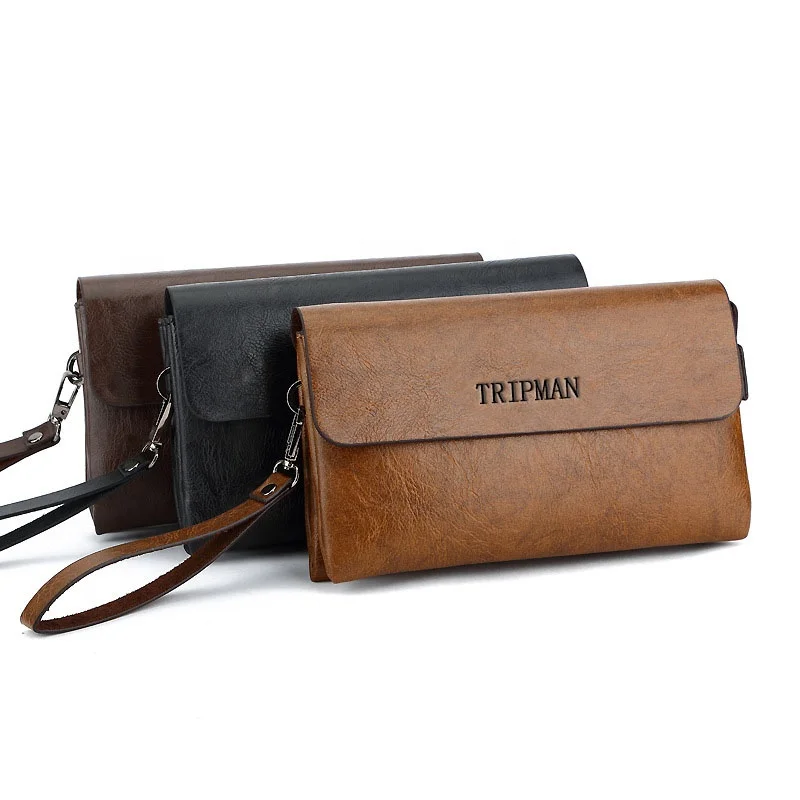 TRIPMAN Fashion High Quality Men Clutch Wallets Soft PU Leather Business Waterproof Cover Zipper Hand Bags Purses For Male