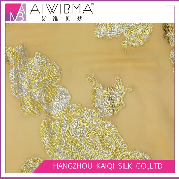 
silk gold silver lurex/metallic jacquard GGT/georgette/chiffon fabric with multiple patterns 