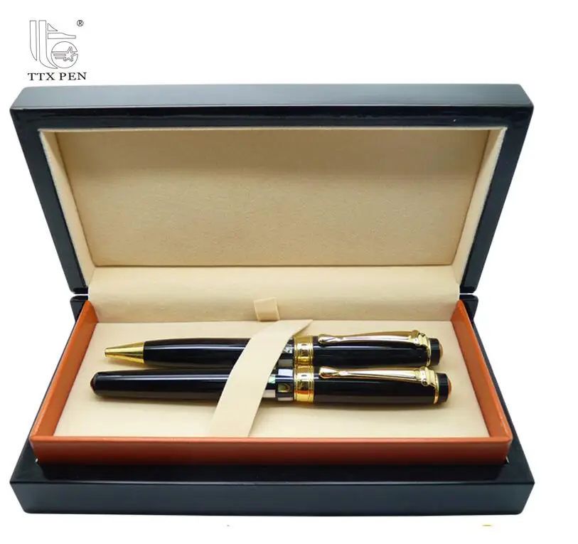 TTX Customized High Quality Metal Ball Pen Set With Black Gift Box For Promotion
