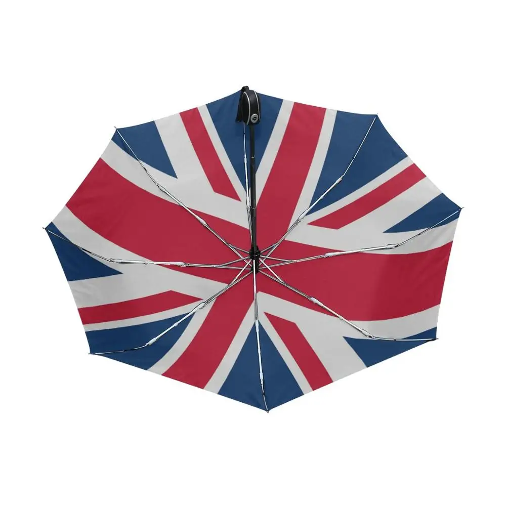 Union Jack British Flag 3 Folds Auto Open Close Umbrella