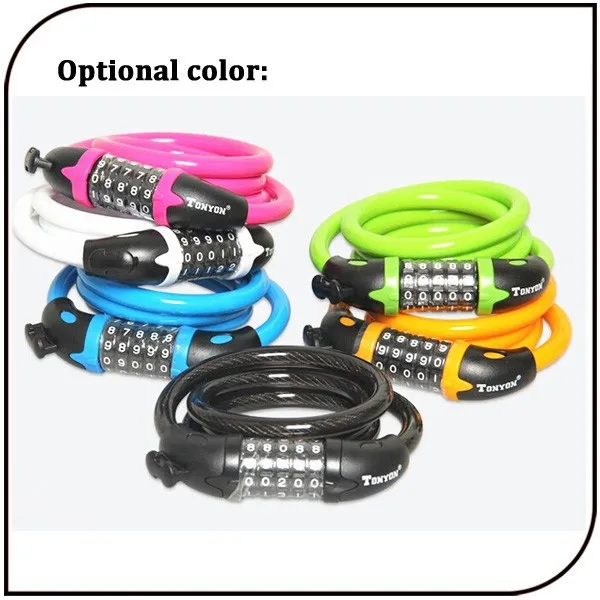 High quality 5 Digital Cable Bike Lock 1200mAh Anti-theft combination bicycle cable lock with password bike lock