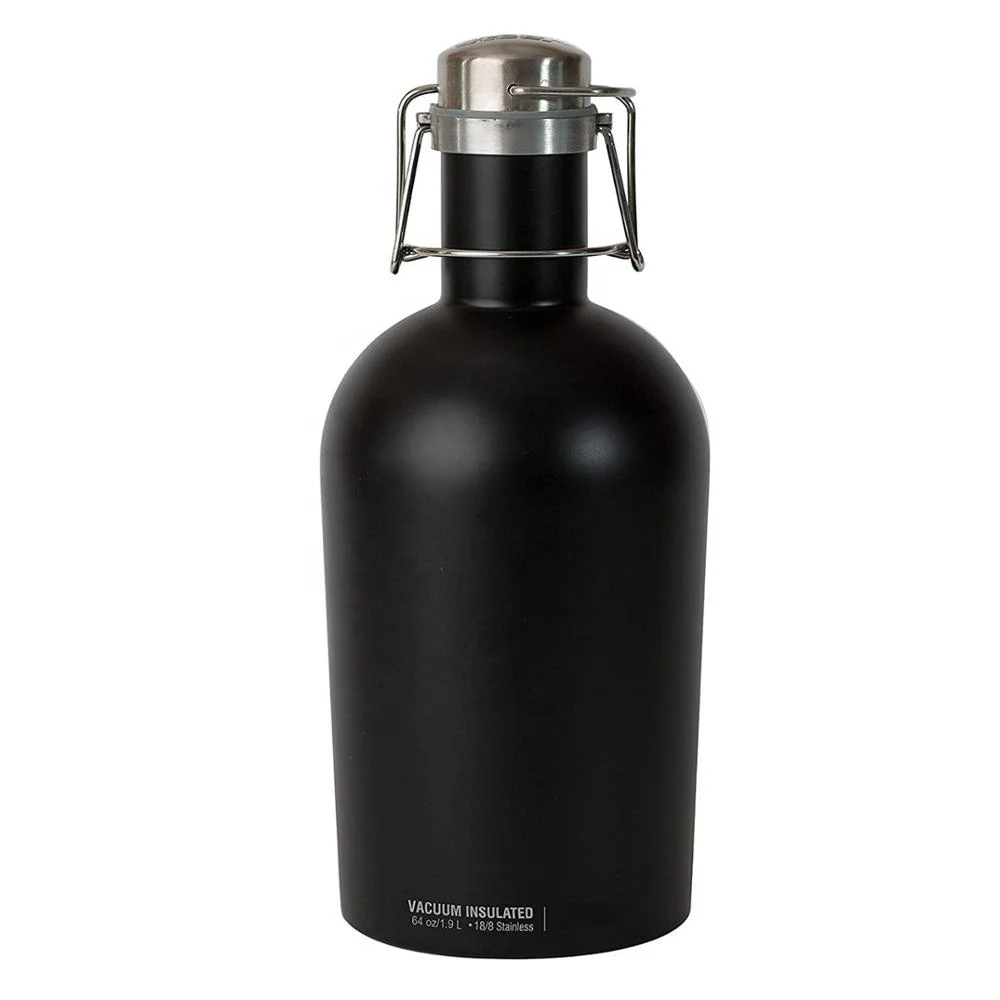
64 oz High Quality Double Walled Vacuum Insulated Customized Beer Growler Gallon With Handle Keeps Homebrew Fresh 