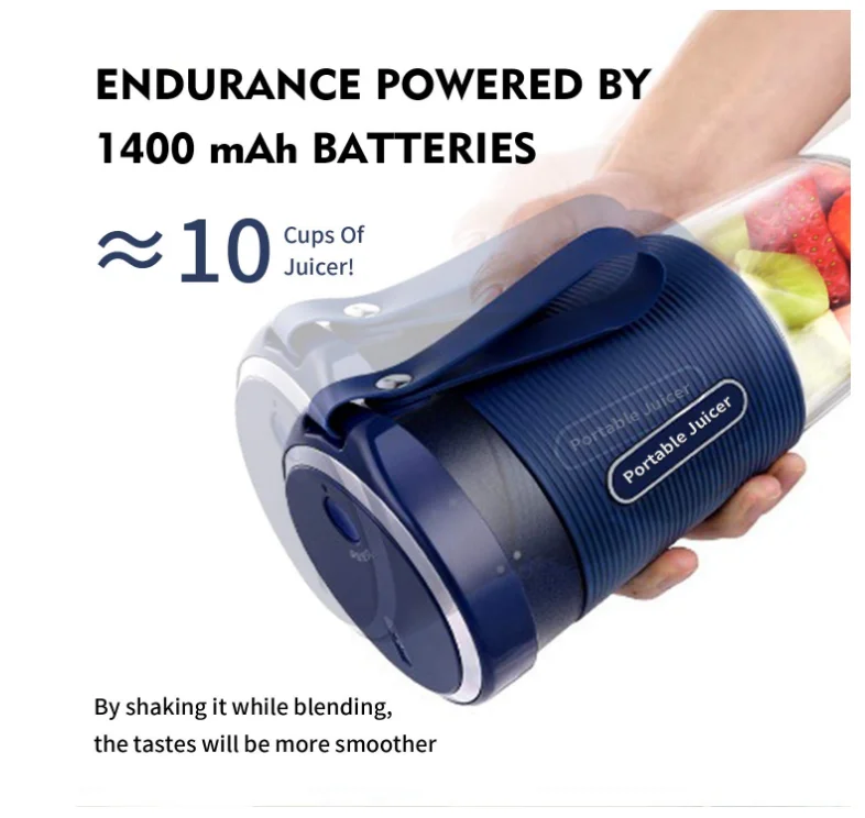 Wholesale 2000mAh 150W USB charge electric blender fruit rechargeable portable Juicer r with 3 blades