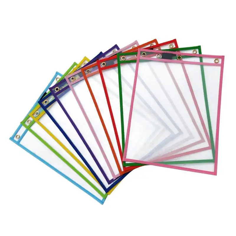 
Assorted Colors 10x 14 Inches Reusable Dry Erase Pockets 