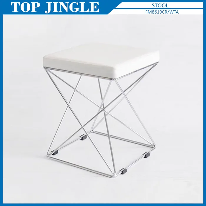 Foldable Plastic Cross Design Square Cushion Stool for Living Room