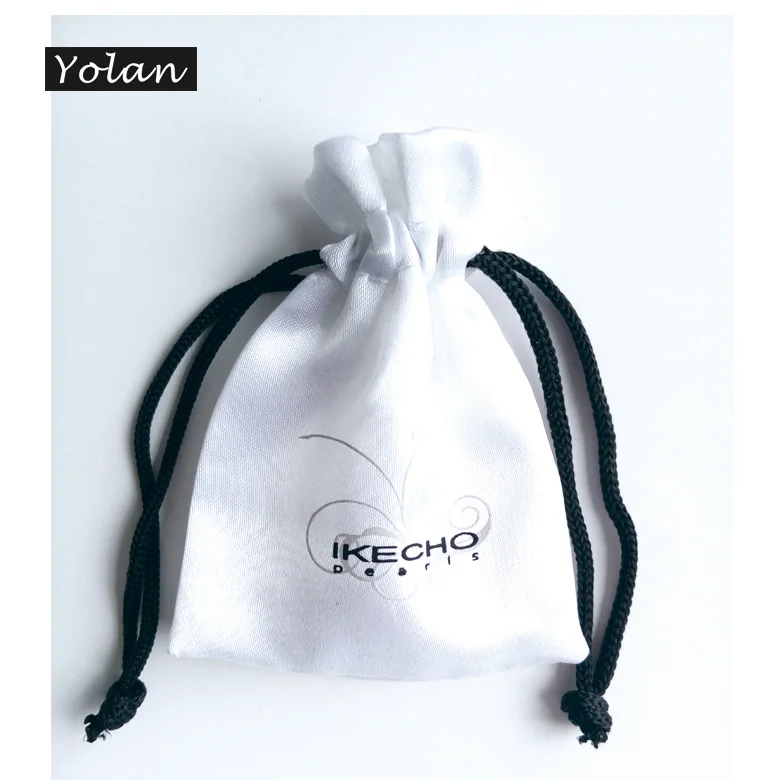 Low moq Good price High quality Custom satin pouch with logo jewelry, satin jewelry bag