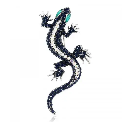 Promotion wholesale bulk Rhinestone brooch gecko lizard Zinc Alloy brooches for women 1315453