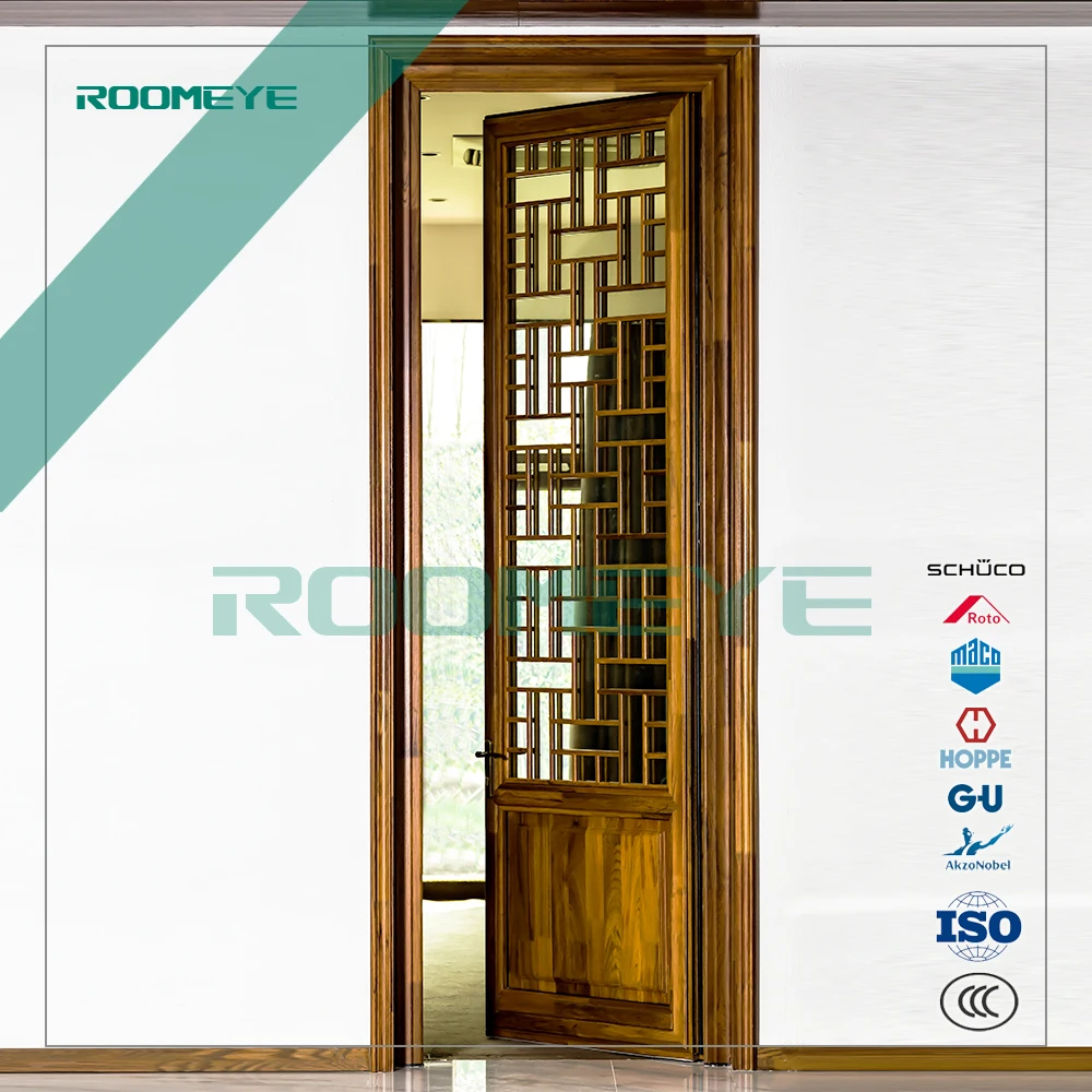 Grille design aluminium wood french doors