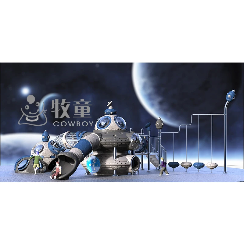 2019 UFO spaceship design Rotate steel climbing slide for Amusement park