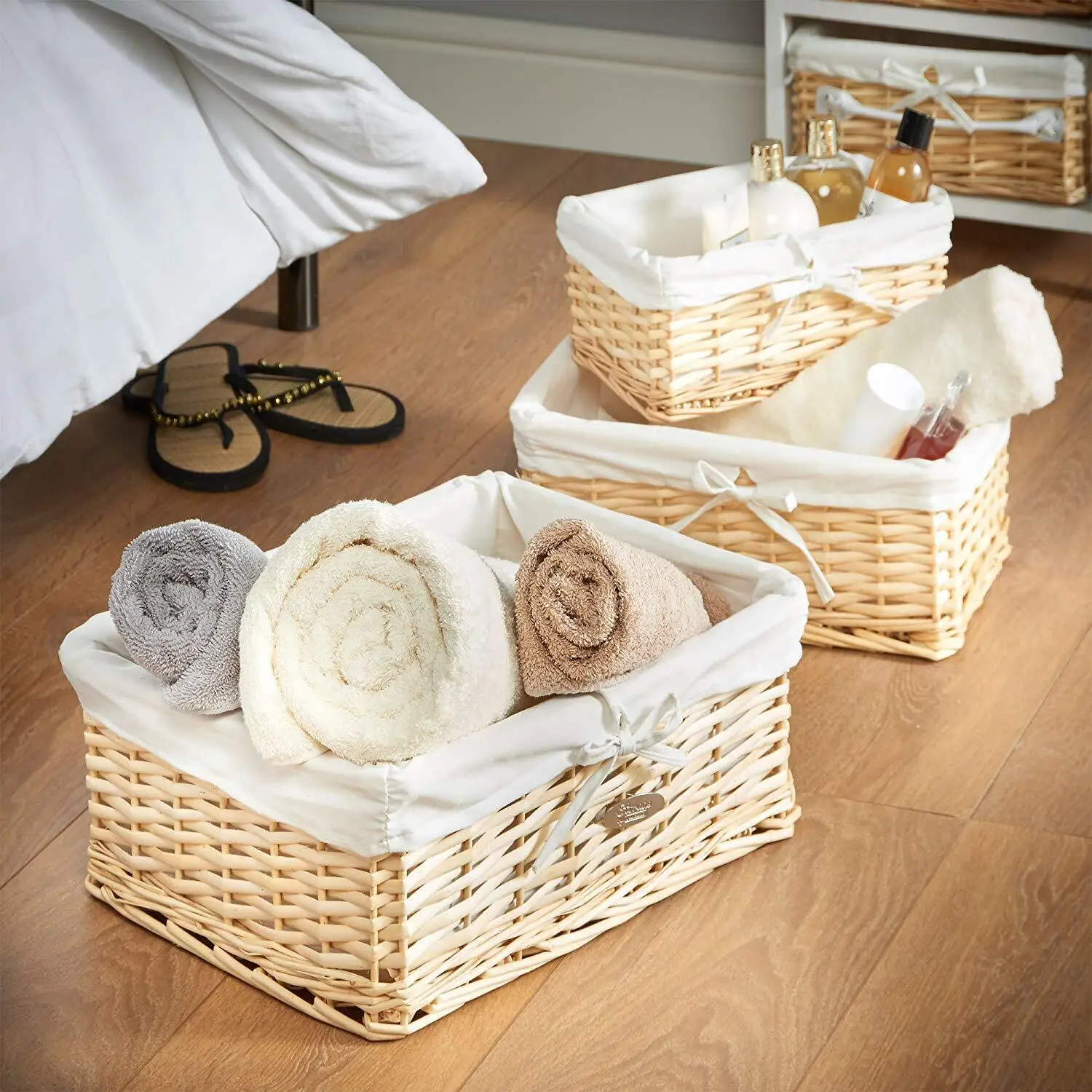 Корзины для туалетных принадлежностей из ивы, корзина с переплетением, Экологически чистая Корзина из ротанга для ванной комнаты