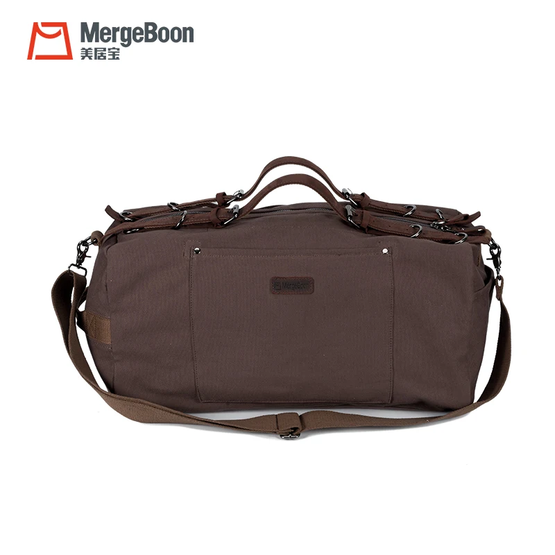 Manufacturer custom logo waxed canvas weekender duffle bag for travel