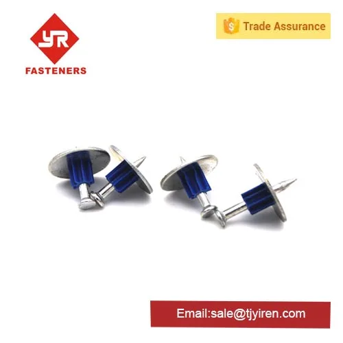 TIANJIN nails factoryDrive pin with metal washer / pin nail PDW low velocity drive pin with flute and steel washer