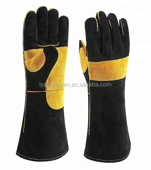 Fireproof leather outdoor BBQ baking insulation 500 degree flame retardant welding gloves