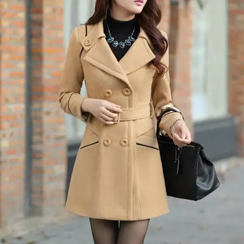 ladies overcoat designs Viscose hot sale fall Plus Size Women Overcoat mid-long style & breathable patchwork 213884