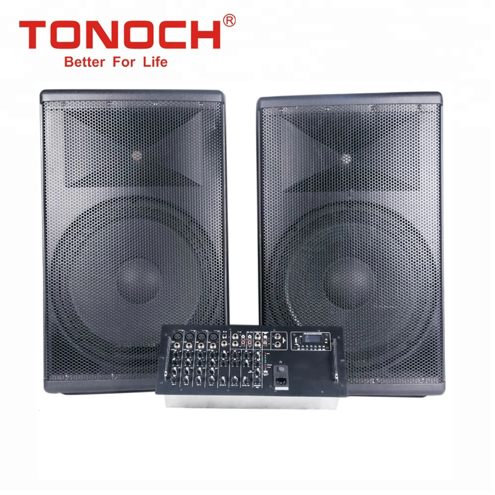 TONOCH EON series 15 inch Powered DJ Audio system Speaker with Sound Mixer