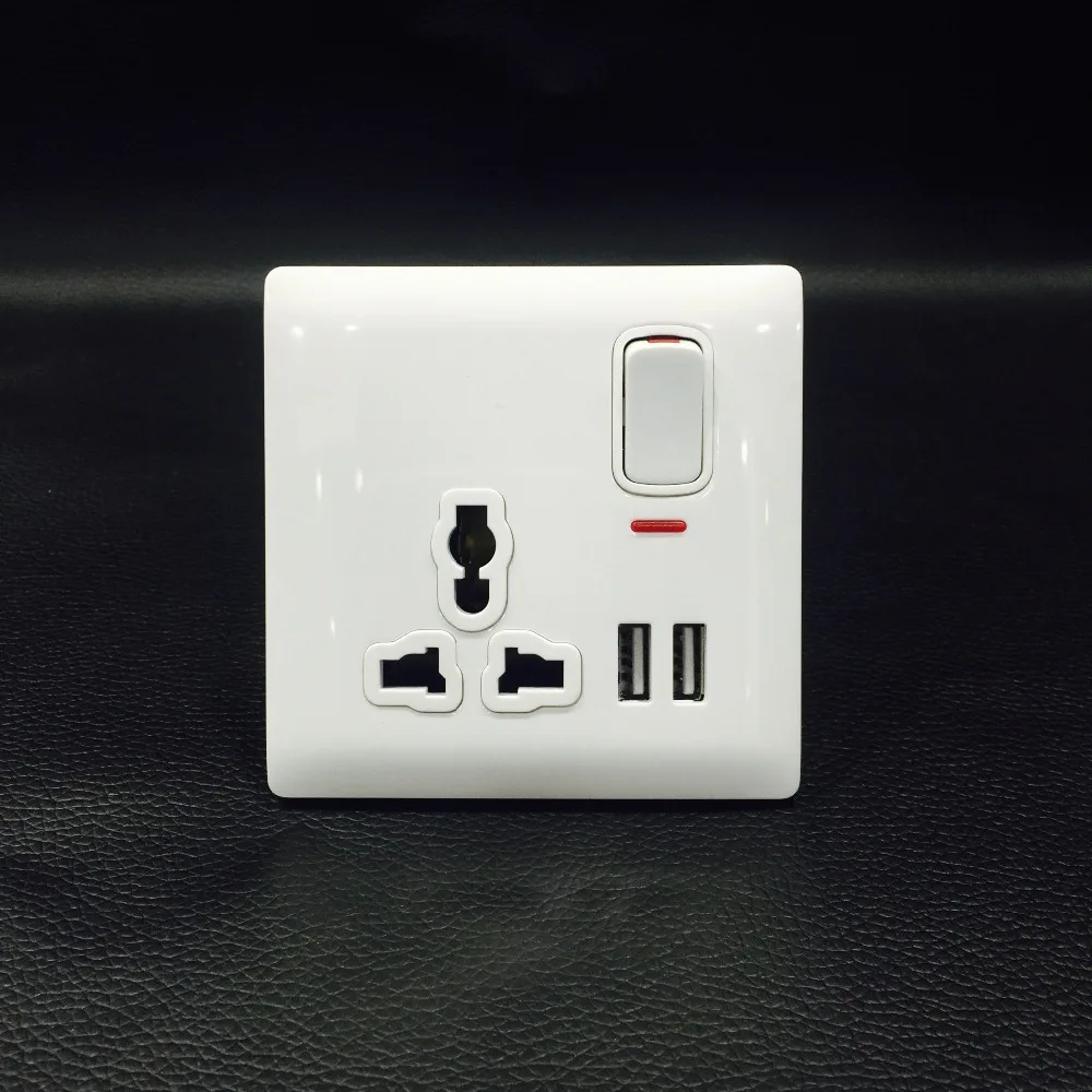 Bihu 1 Gang Универсальный Выключатель двойной USB электрической розеткой лицевой панели 2 usb выходы