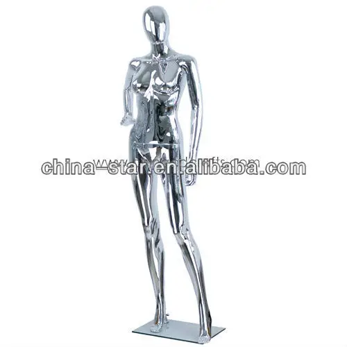 2015 New design Female Chrome Silver Mannequin, silicone torso female mannequin