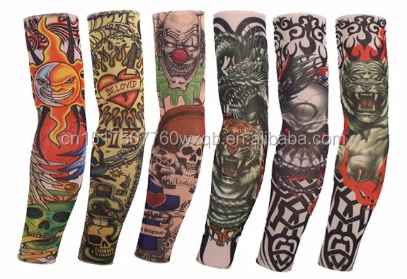 
Tattoo Printed Sleeves Cycling Arm Sleeves Sun UV Protective Arm Warmers for Outdoor 